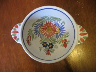 Vintage Quimper Faience Hand Painted 2 Handled Bowl - France