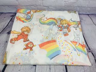 Vintage Hallmark Rainbow Brite Twin Flat Bed Sheet 1983