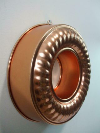 Vintage Mirro Aluminum Bundt Cake Pan Jello Mold 11 Cup Copper Color Ring Tube 2