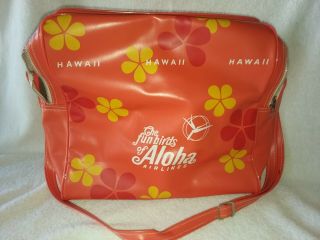 Vintage 1970s Mod Aloha Airlines Hawaii Fun Birds Flower Power Retro Flight Bag