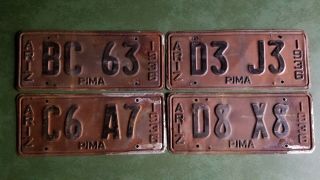 Four 1936 Arizona License Plates From Pima County