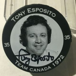 Tony Esposito Signed Team Canada Summit Series 1972 Ussr Puck