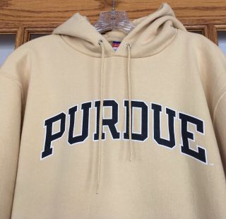 Women’s Champion Purdue Boilermakers Gold Hoodie Sweatshirt W/front Pouch Size M