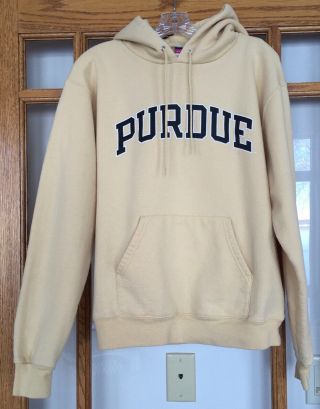 Women’s Champion Purdue Boilermakers Gold Hoodie Sweatshirt W/Front Pouch Size M 2