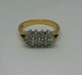 Vintage Signed Dress Ring Gold Tone With Clear Stones