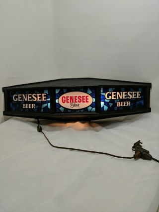 Vintage Genesee Beer On Tap Plastic Mosaic Light Up Bar Sign Display