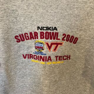 Vintage Ncaa Nokia Sugar Bowl 2000 Virginia Tech Sweatshirt Size M Medium Gray
