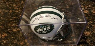 Curtis Martin Signed Autographed Jets Mini Helmet With Display Case