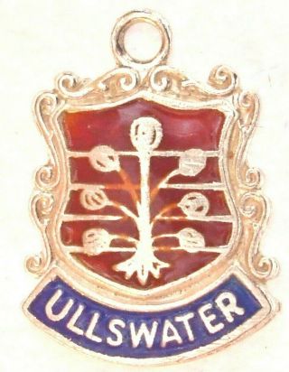 Ullswater Cumbria Vintage Sterling Silver And Enamel Travel Shield Charm