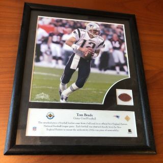 2002 Upper Deck Tom Brady Game Football Relic Photo Framed