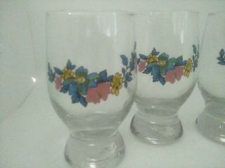 Retro Drinking Glasses,  Tumbler Floral Pattern Set Of 4 Vintage