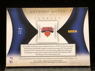 24/25 Anthony Mason 2013 - 14 Immaculate Premium Patches Auto Autograph Patch 2