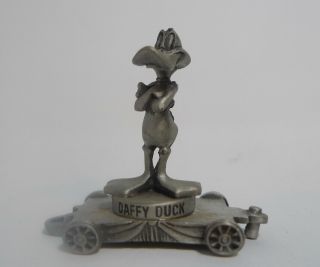 Vintage 1993 Miniature Pewter Daffy Duck Train Car Shadow Box Trinket Figurine