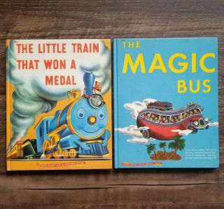 The Little Train That Won A Medal 1947 The Magic Bus 1948 Wonder Books Washable