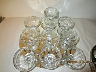 Set Of 10 Vintage Ice Cream Sundae Dishes Bowls Desert Cups Clear Glass Footed