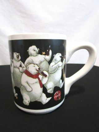 Vtg Coca - Cola Coke Laughing White Polar Bears Large 12 Oz Coffee Mug Cup