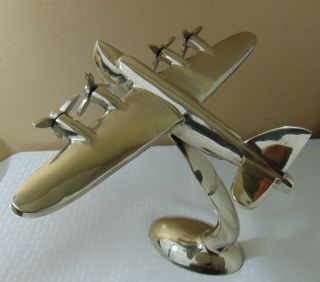 Deco Chrome Metal Desk Airplane Plane Clipper Model Heavy