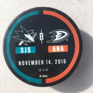 Anaheim Ducks Warm Up Puck Vs San Jose Sharks 11/14/19 1000th Game Honda Cr