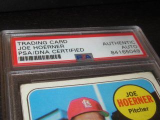 Joe Hoerner 1969 Topps Baseball Card Autographed St Louis Cardinals PSA SLAB 2