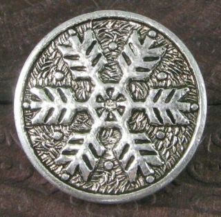 Vintage Aluminum Snowflake Button,  Medium Size