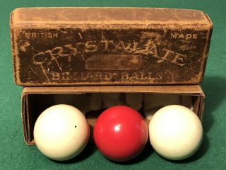 Vintage Crystalate Billiard Balls W/ Box - Decor