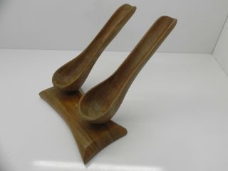 Vintage Handcrafted Wooden Pipe Rack Smoking Pipe Stand Display For 2 Pipes