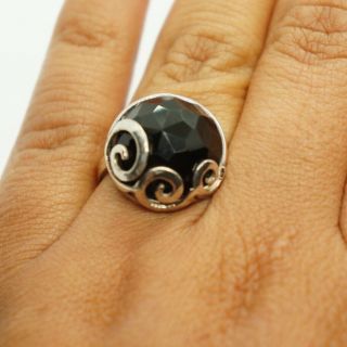 Vintage.  925 Sterling Silver Ring With Black Stone Israel Stamp Size 7