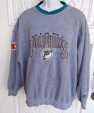 Vintage Lee Sport Miami Dolphins Gray Pullover Sweatshirt Men 