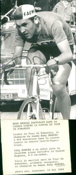 Vintage Photograph Of Eddy Merckx During The Tour De Romandie