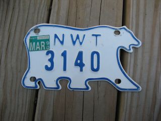 1990 90 Northwest Territories Nwt Bear Motorcycle Mc License Plate 3140