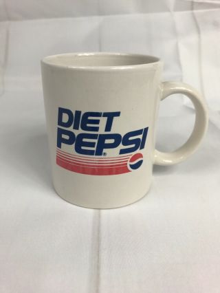 Vintage Diet Pepsi One Calorie White Coffee Cup / No Chips Or Cracks