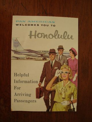 Old Vintage 1961 Pan Am Pan American Airlines Honolulu Hawaii Hawaiian Brochure