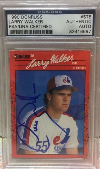 Montreal Expos Signed Larry Walker 578 - 1990 Donruss - Authenticated