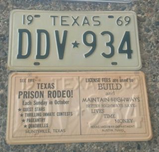 Texas 1969 License Plates Pair Ddv 934