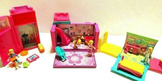 Mini Vintage Polly Pocket (3) Playsets 2000 School Locker,  Bedroom Play Dolls/acc