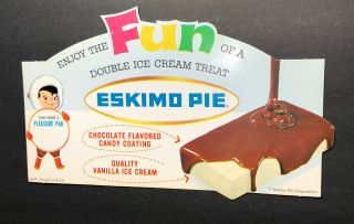 Vintage Eskimo Pie Ice Cream Sign C 1960 S Cardstock Colorful Graphics