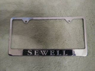 Vintage Sewell Car Dealer Dealership Metal License Tag Frame What Y Dallas Texas