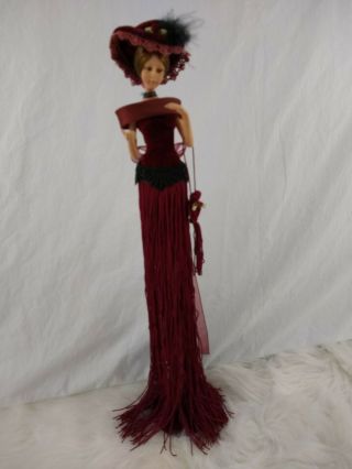 Duck House Heirloom Dolls 15 " Victorian Style Vintage Tassel Doll Red With Purse