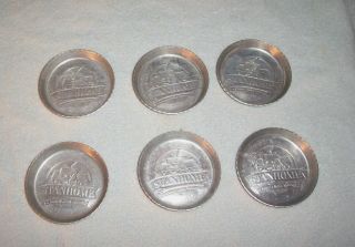 Vintage Set Of 6 Embossed Aluminum Stanley Home Product Coasters Estate
