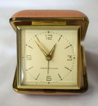 Vintage Westclox Wind Up Folding Travel Alarm Clock Retro Great