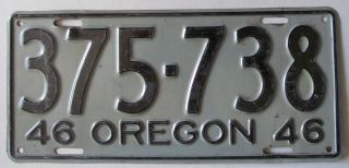 Oregon 1946 Single Plate Year License Plate Quality 375 - 738