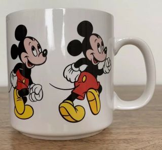 Vintage Mickey Mouse Walking Coffee Mug Disney World 12oz Korea Cup Disneyland