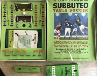 Vintage Subbuteo Table Soccer Set Continental Club Edition Boxed Plus Fence C108