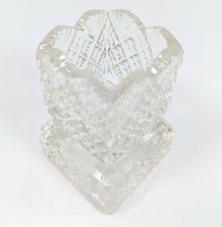 Vintage Square Clear Crystal Glass Toothpick Holder 2.  5 "