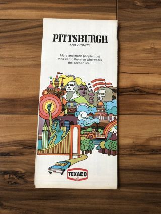 Vintage Texaco Road Map Pittsburgh Pennsylvania 1974 Old Stock