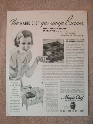 Vintage 1933 American Stove Magic Chef Gas Kitchen Oven Print Ad