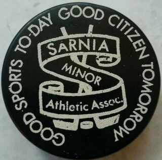 Sarnia Minor Athletics Assoc.  Hockey Vintage Made In Czechoslovakia Hockey Puck