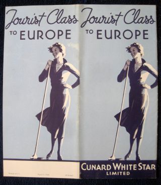 Cunard White Star Line - - 1935 Brochure - - Tourist Class Interiors,  Entire Fleet