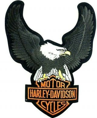 Harley Davidson Black Up Wing Eagle Patch Emblem Xxl 10 " W X 13.  5h "