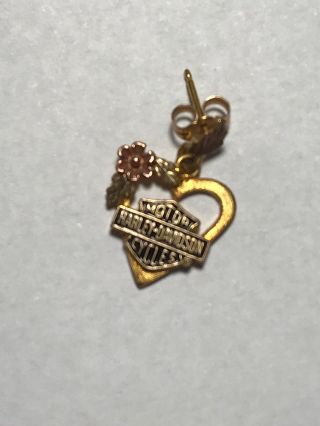 Estate 10K Yellow & Rose Gold Harley Davidson Heart Earrings & Necklace Pendant 2